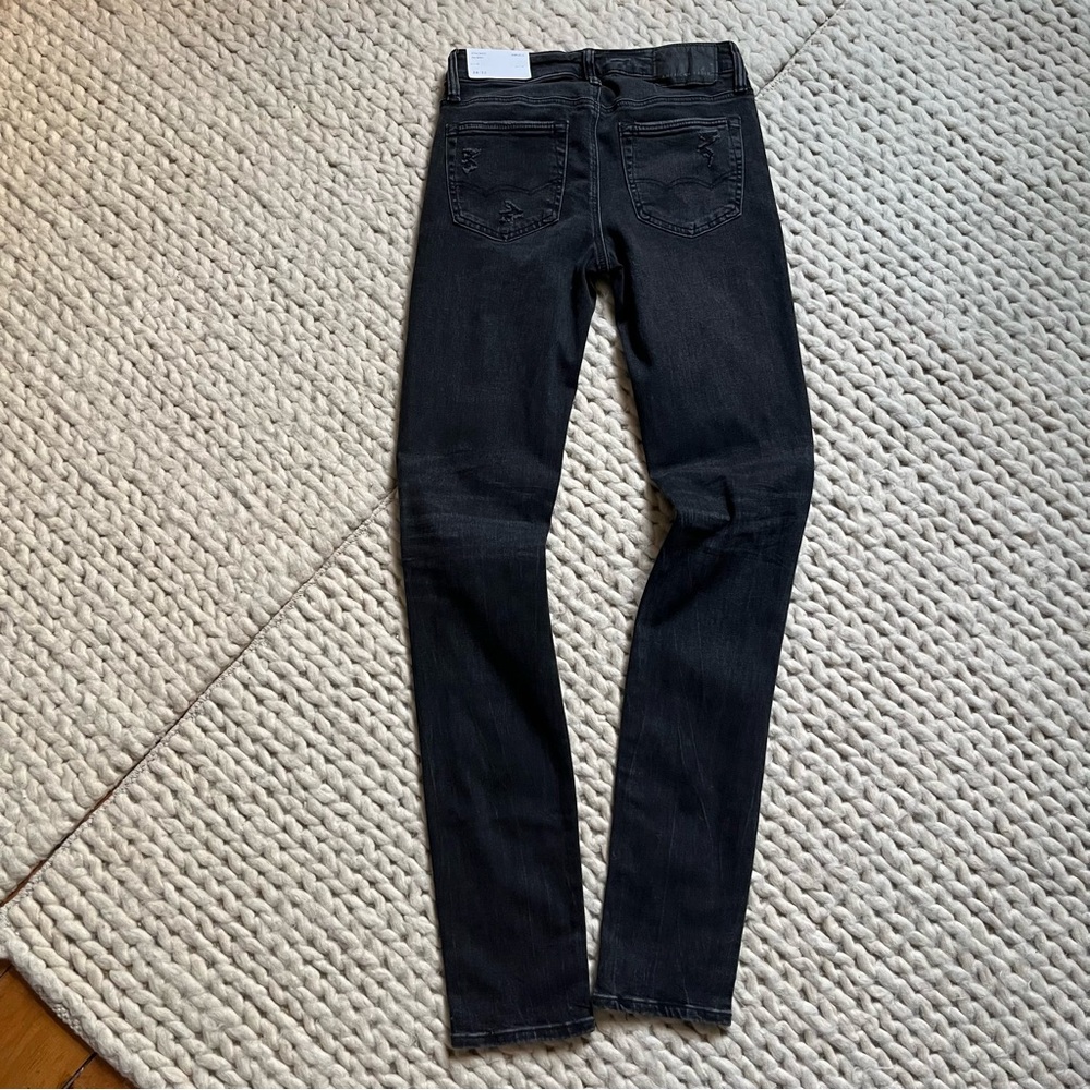 NWT American Eagle Outfitters Rocker Black Stacked Skinny Jeans  | 28x32